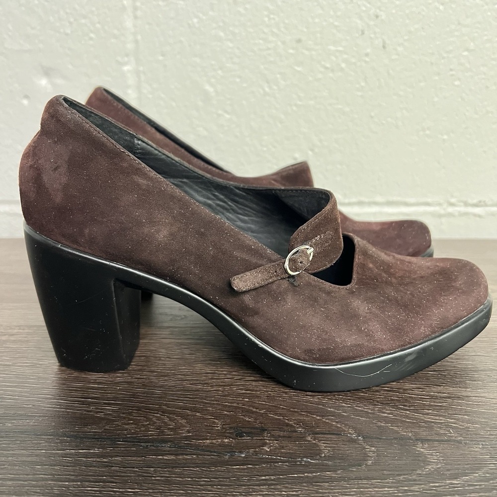 Dansko Shoes Tara Mary Jane Heels Brown Suede Leather Womens Size 39.5 US 9-9.5